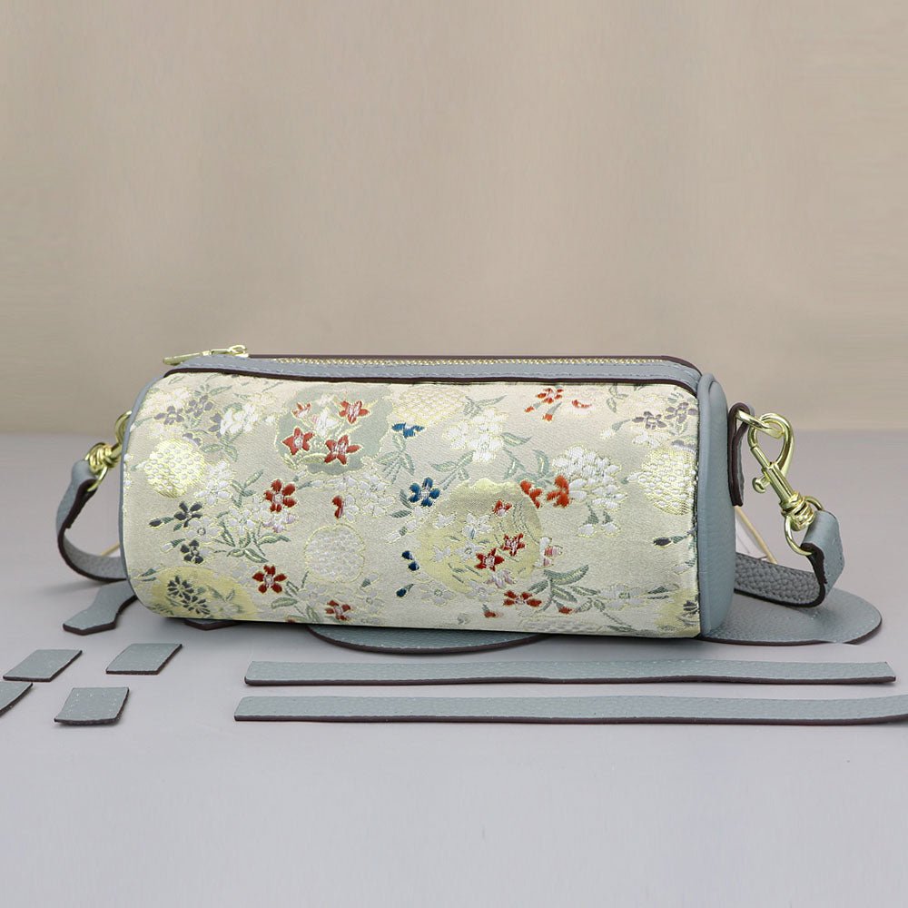 Customizable Panel Leather Barrel Bag Making Kit – Babylon Leather - Babylon LeatherBabylon LeatherSYR33 - Blue - Self - Adhesive Glue - Color - Matched & With Fabric