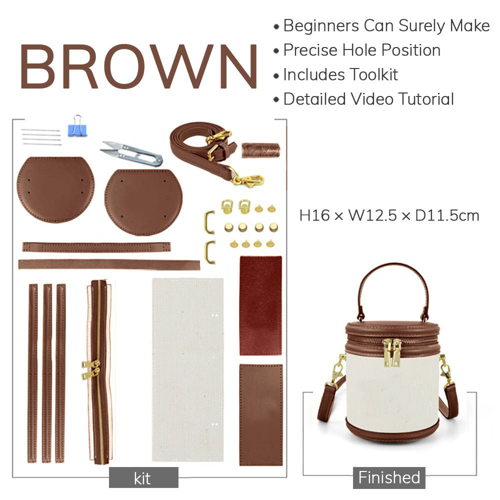 Customizable Panel Leather Bucket Bag DIY Craft Kit – Babylon Leather - Babylon LeatherBabylon LeatherSYR18 - Brown - Self - Adhesive Glue - Color - Matched