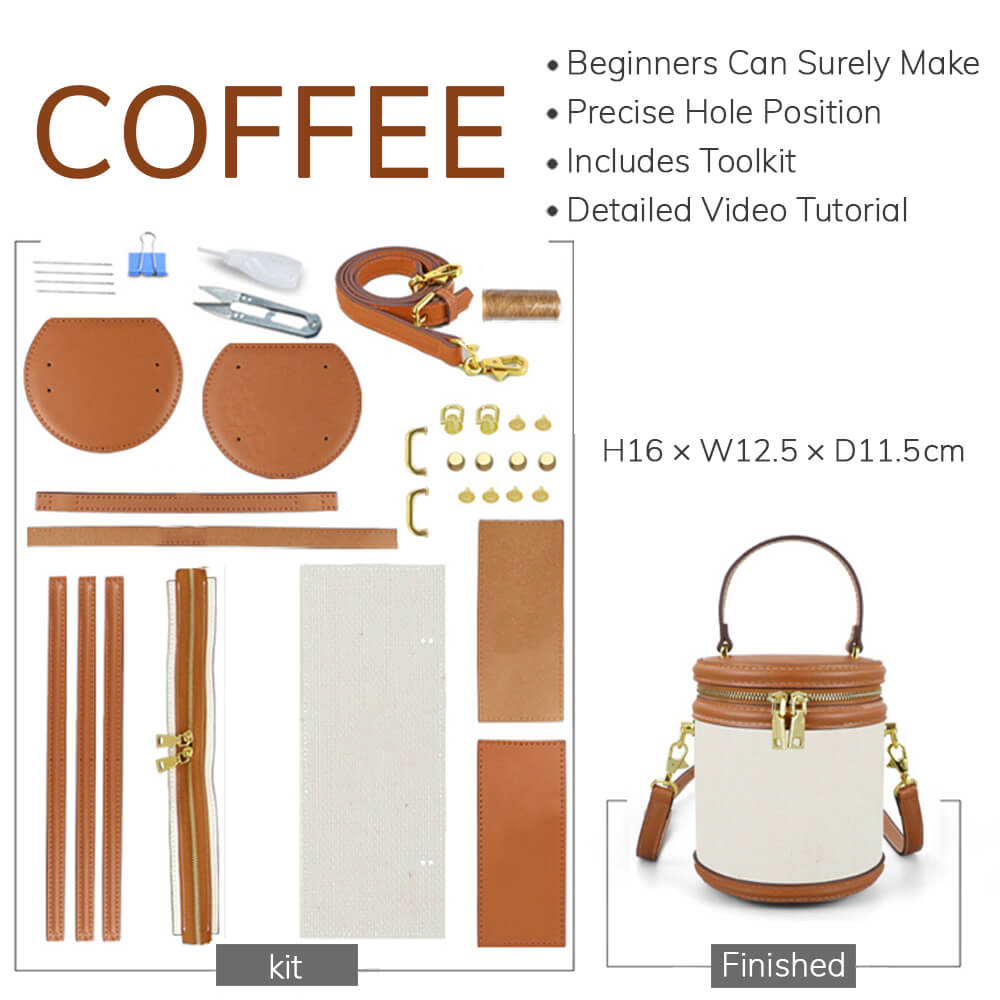 Customizable Panel Leather Bucket Bag DIY Craft Kit – Babylon Leather - Babylon LeatherBabylon LeatherSYR18 - Coffee - Self - Adhesive Glue - Color - Matched