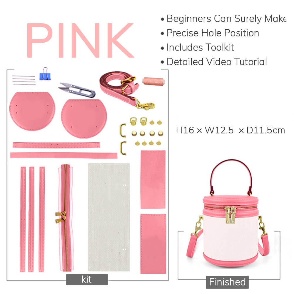 Customizable Panel Leather Bucket Bag DIY Craft Kit – Babylon Leather - Babylon LeatherBabylon LeatherSYR18 - Pink - Self - Adhesive Glue - Color - Matched