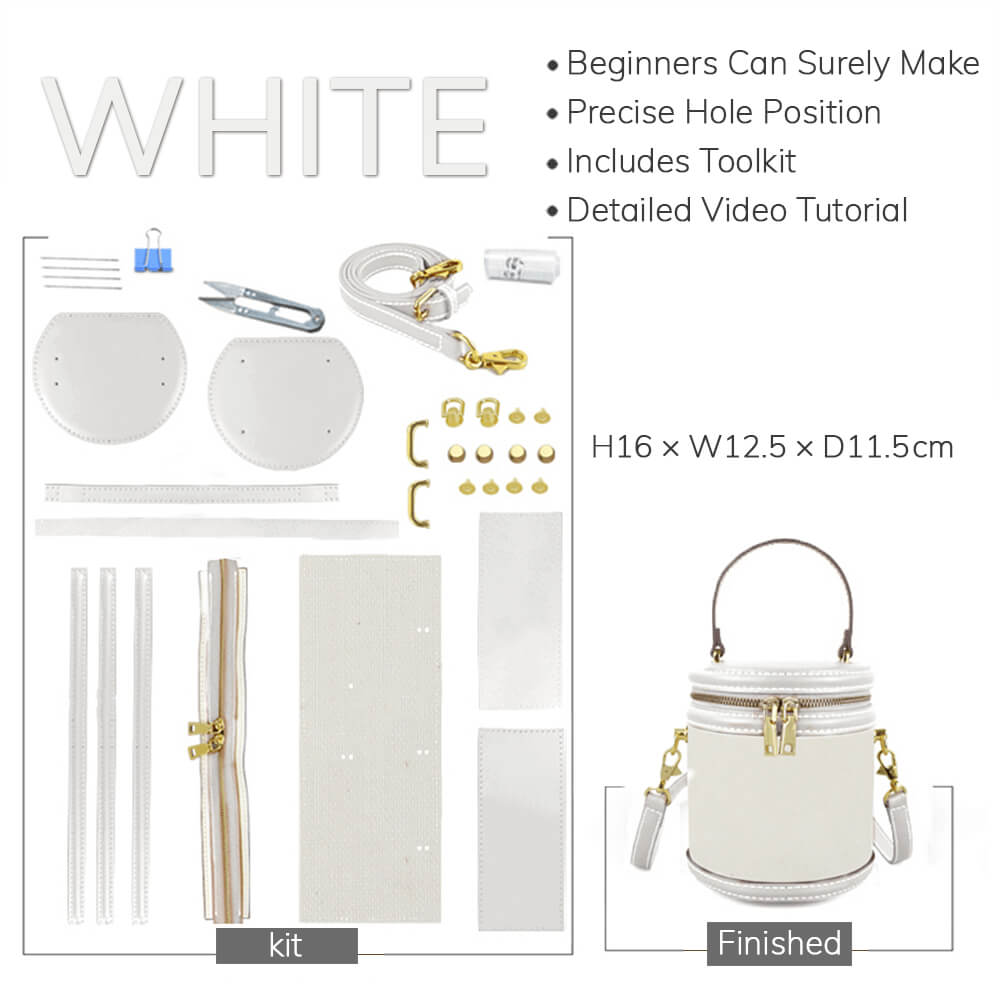 Customizable Panel Leather Bucket Bag DIY Craft Kit – Babylon Leather - Babylon LeatherBabylon LeatherSYR18 - White - Self - Adhesive Glue - Color - Matched