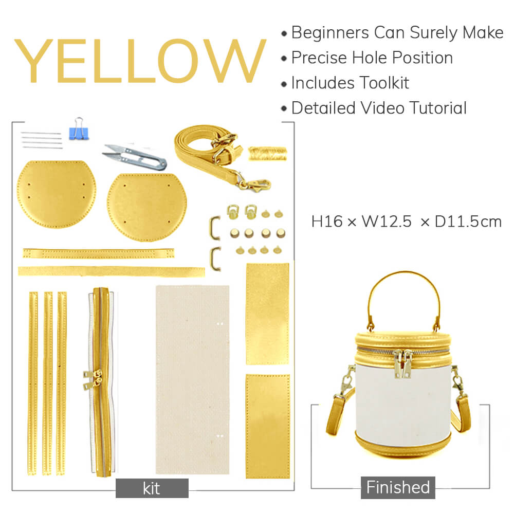Customizable Panel Leather Bucket Bag DIY Craft Kit – Babylon Leather - Babylon LeatherBabylon LeatherSYR18 - Yellow - Self - Adhesive Glue - Color - Matched