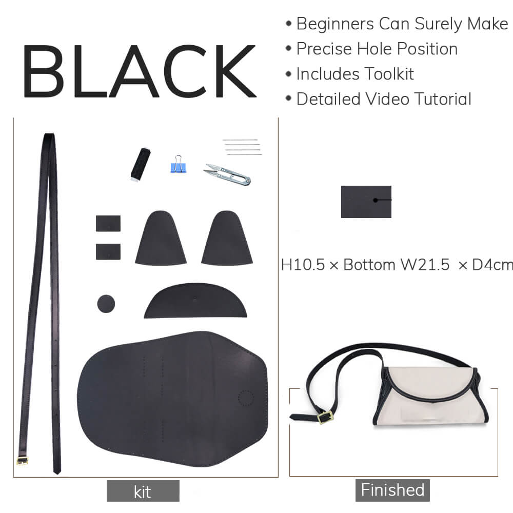 Customizable Panel Leather Flap Fanny Pack DIY Kit – Babylon Leather - Babylon LeatherBabylon LeatherSYR37 - Black - Self - Adhesive Glue - Color - Matched & With Fabric