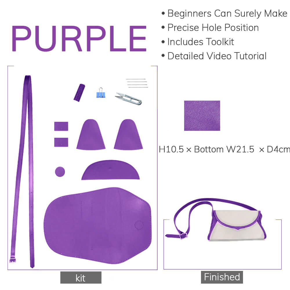 Customizable Panel Leather Flap Fanny Pack DIY Kit – Babylon Leather - Babylon LeatherBabylon LeatherSYR37 - Purple - Self - Adhesive Glue - Color - Matched & With Fabric