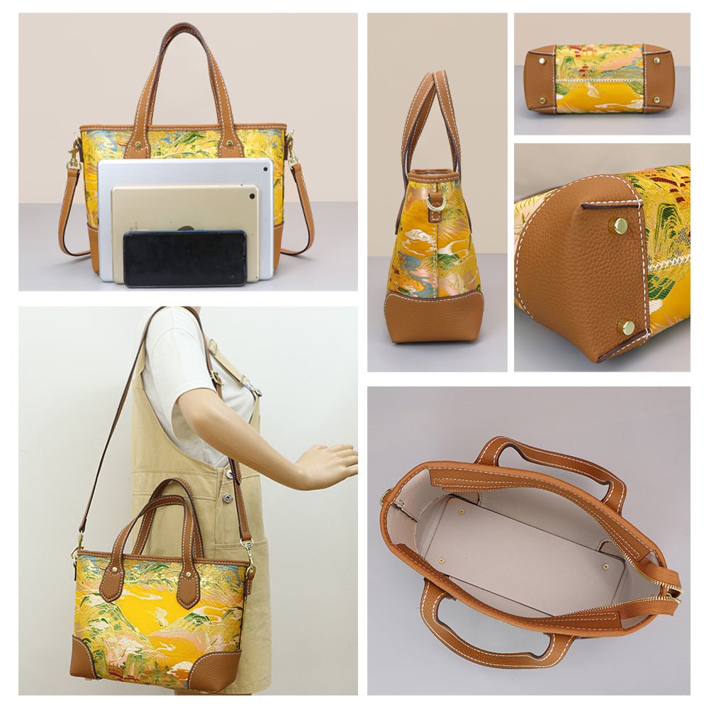 Customizable Panel Leather Tote Bag Set DIY Sewing Kit – Babylon Leather - Babylon LeatherBabylon LeatherSYR61 - Caramel - Heat - Activated Adhesive - Color - Matched & With Fabric