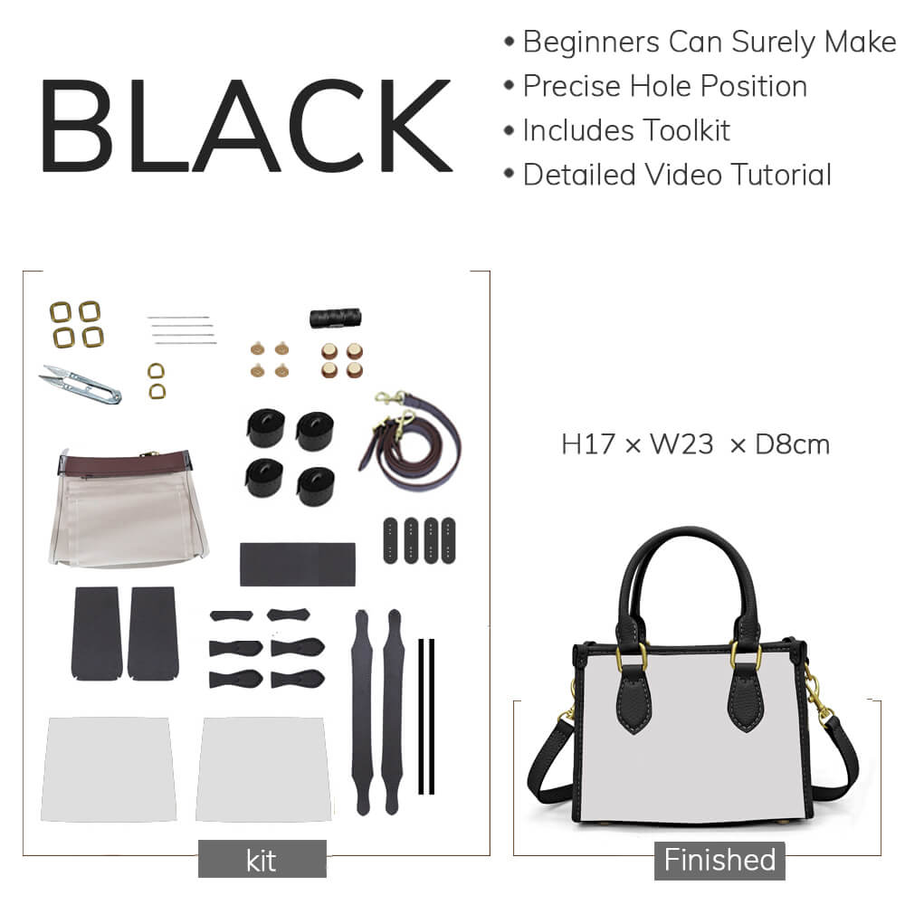 Customizable Panel Leather Tote DIY Kit – Babylon Leather - Babylon LeatherBabylon LeatherSYR24 - Black - Small & Self - Adhesive Glue - Color - Matched & With Fabric