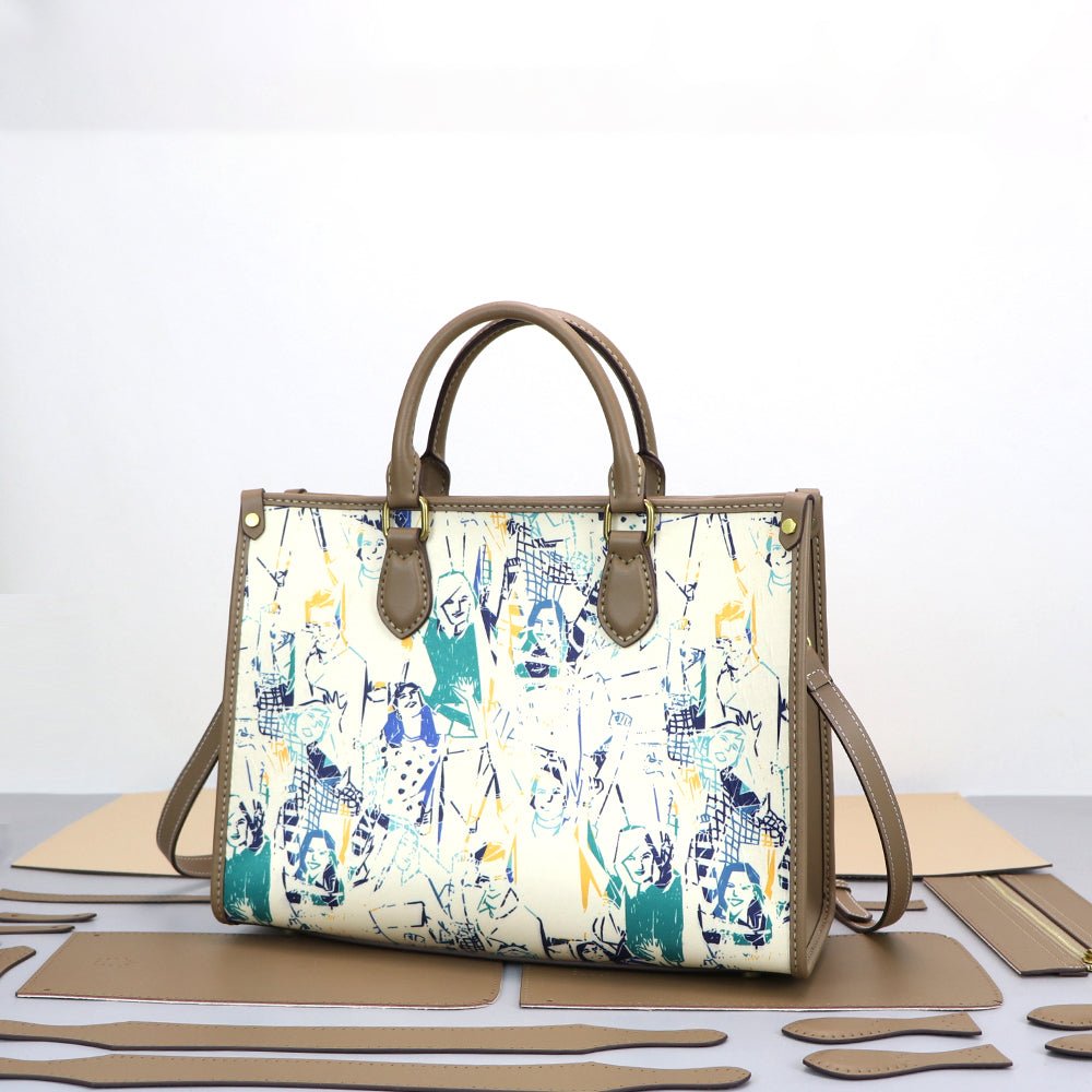 Customizable Panel Leather Tote DIY Kit – Babylon Leather - Babylon LeatherBabylon LeatherSYR24 - Khaki - Large & Heat - Activated Adhesive - Color - Matched & With Fabric