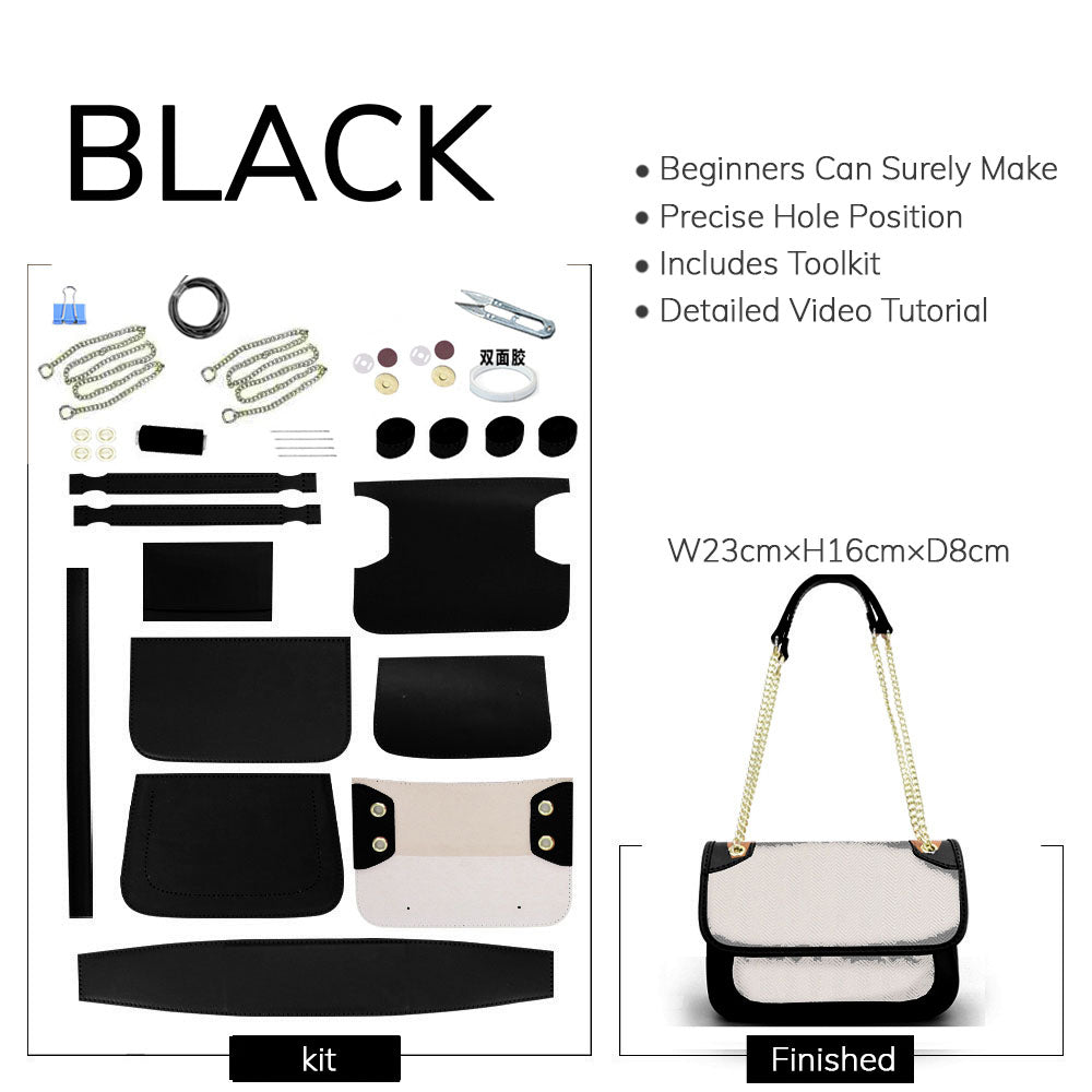 Customizable Panel Marmont Chain Shoulder Bag DIY Kit – Babylon Leather - Babylon LeatherBabylon LeatherSYR32 - Black - Self - Adhesive Glue - Color - Matched & With Fabric