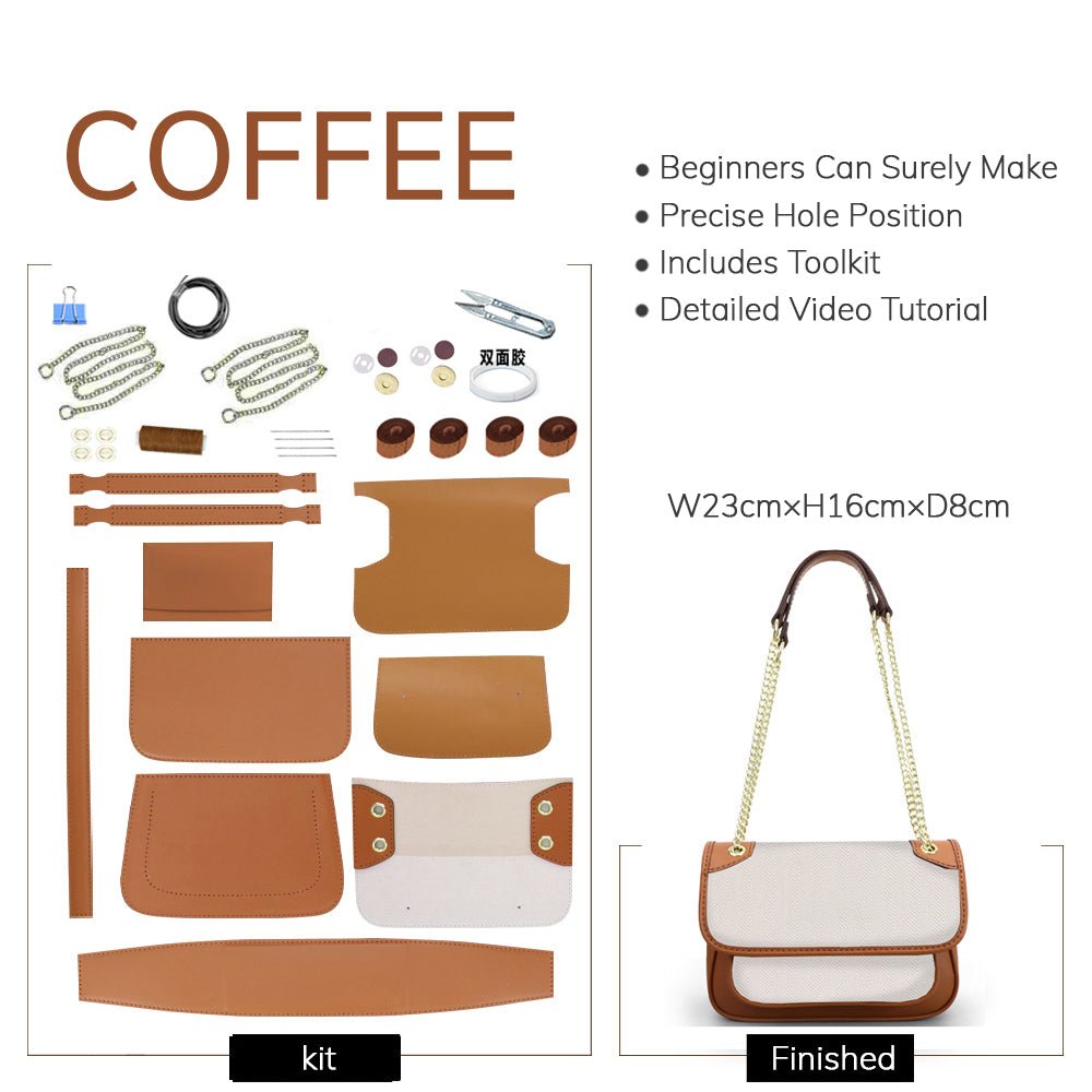 Customizable Panel Marmont Chain Shoulder Bag DIY Kit – Babylon Leather - Babylon LeatherBabylon LeatherSYR32 - Coffee - Self - Adhesive Glue - Color - Matched & With Fabric