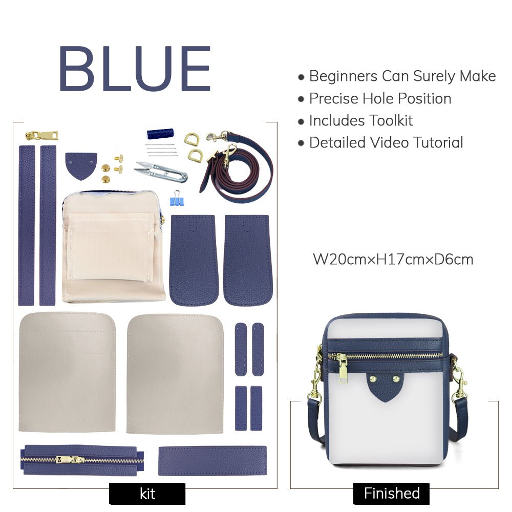Customizable Panel Men's Business Shoulder Bag DIY Kit – Babylon Leather - Babylon LeatherBabylon LeatherSYR59 - Blue - Heat - Activated Adhesive - Color - Matched & With Fabric