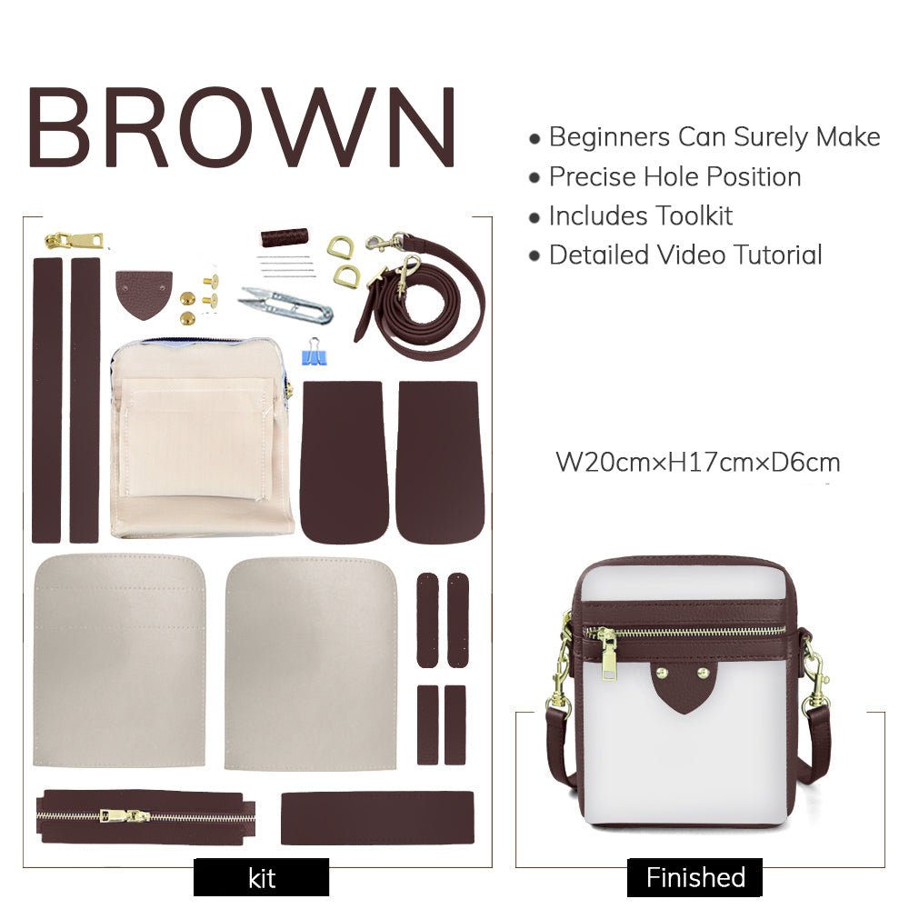 Customizable Panel Men's Business Shoulder Bag DIY Kit – Babylon Leather - Babylon LeatherBabylon LeatherSYR59 - Brown - Heat - Activated Adhesive - Color - Matched & With Fabric