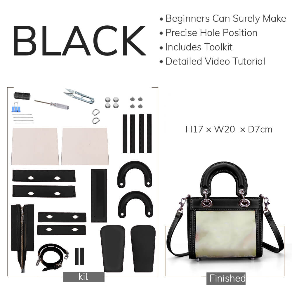 Customizable Panel Mini Lady Bag DIY Kit – Babylon Leather - Babylon LeatherBabylon LeatherSYR10 - Black - Self - Adhesive Glue - Color - Matched