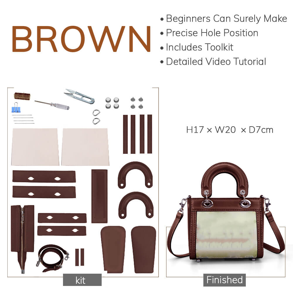 Customizable Panel Mini Lady Bag DIY Kit – Babylon Leather - Babylon LeatherBabylon LeatherSYR10 - Brown - Self - Adhesive Glue - Color - Matched