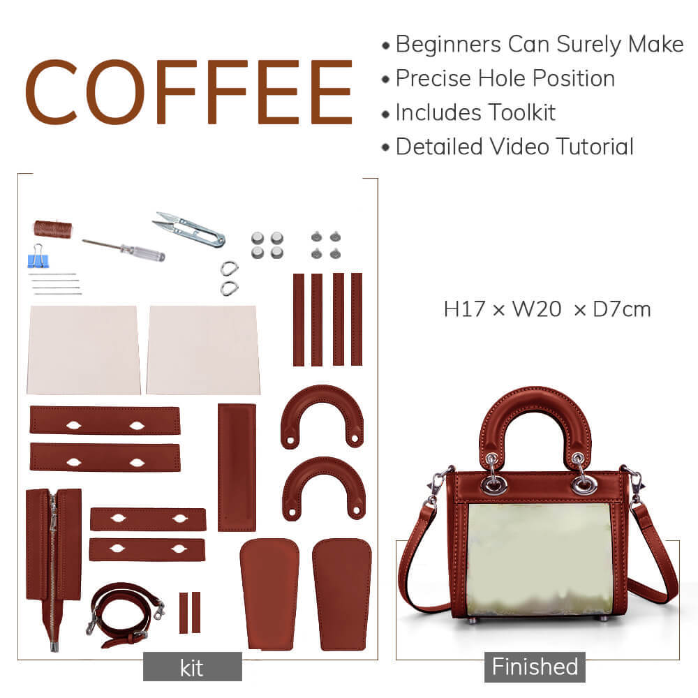 Customizable Panel Mini Lady Bag DIY Kit – Babylon Leather - Babylon LeatherBabylon LeatherSYR10 - Coffee - Self - Adhesive Glue - Color - Matched