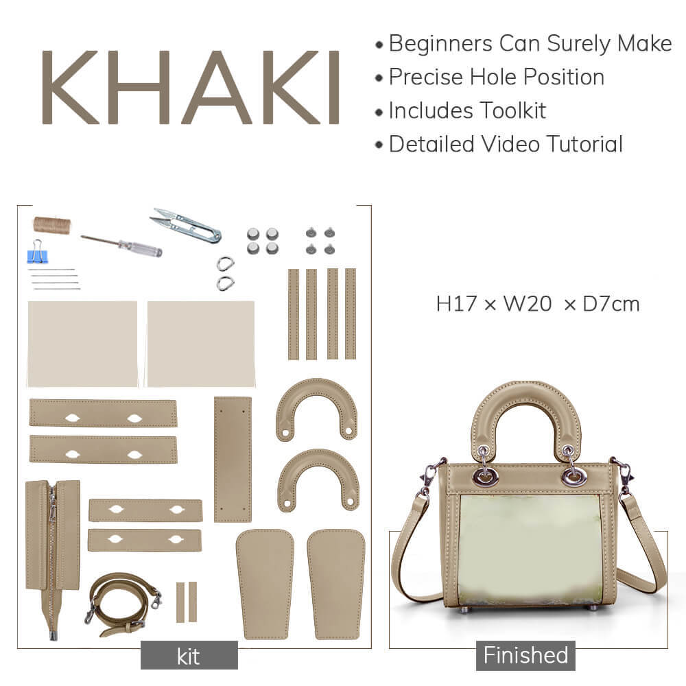 Customizable Panel Mini Lady Bag DIY Kit – Babylon Leather - Babylon LeatherBabylon LeatherSYR10 - Khaki - Self - Adhesive Glue - Color - Matched