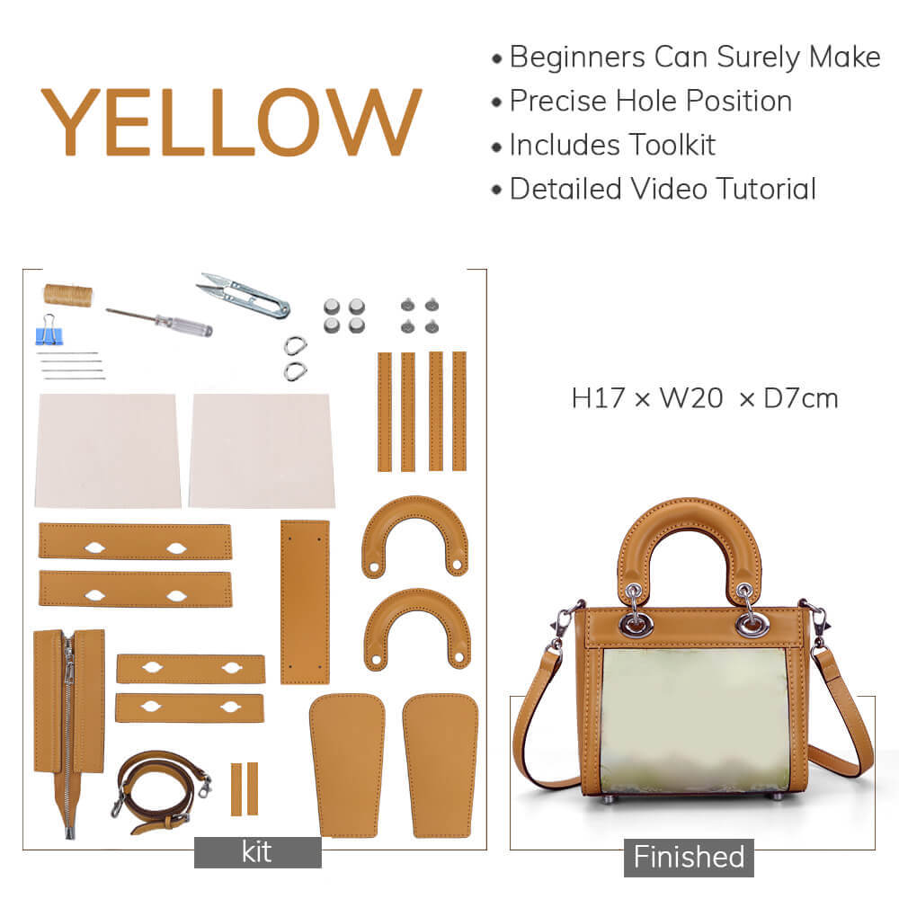Customizable Panel Mini Lady Bag DIY Kit – Babylon Leather - Babylon LeatherBabylon LeatherSYR10 - Yellow - Self - Adhesive Glue - Color - Matched