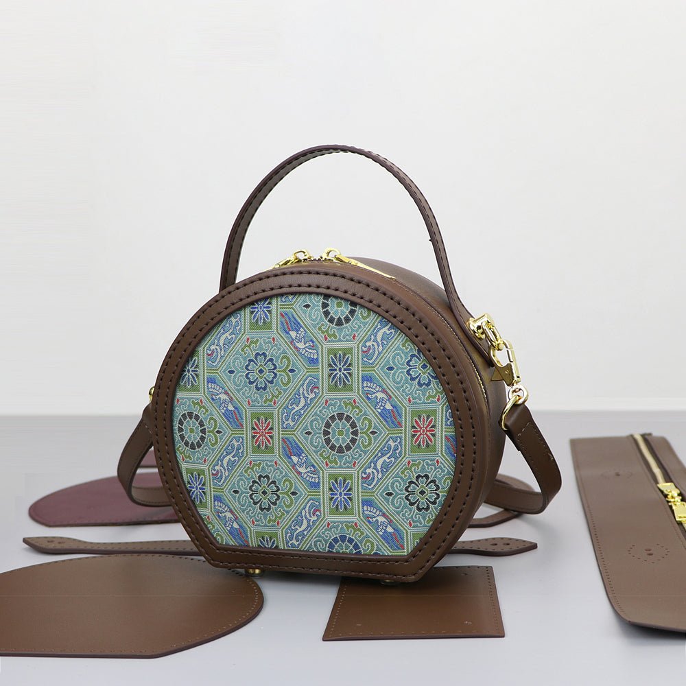 Customizable Panel Round Bag DIY Handmade Kit – Babylon Leather - Babylon LeatherBabylon LeatherSYR44 - Brown - Self - Adhesive Glue - Color - Matched & With Fabric