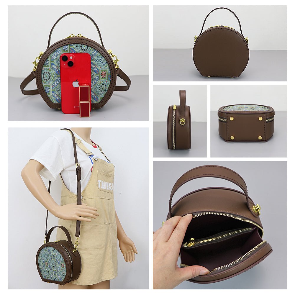 Customizable Panel Round Bag DIY Handmade Kit – Babylon Leather - Babylon LeatherBabylon LeatherSYR44 - Brown - Self - Adhesive Glue - Color - Matched & With Fabric