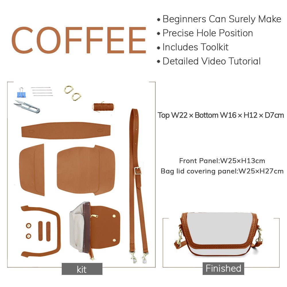 Customizable Panel Saddle Shoulder Crossbody Bag Kit – Babylon Leather - Babylon LeatherBabylon LeatherSYR55 - Coffee - Self - Adhesive Glue - Color - Matched & With Fabric