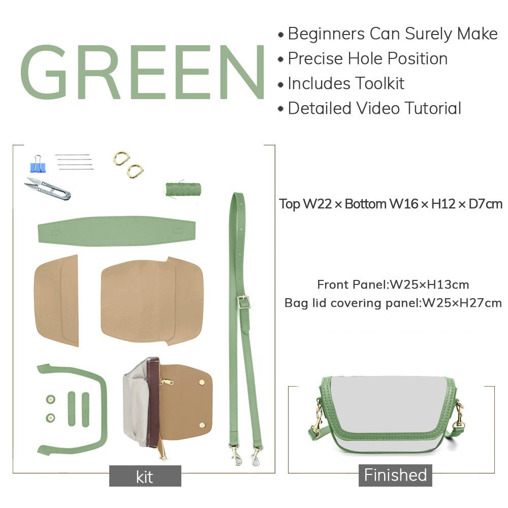 Customizable Panel Saddle Shoulder Crossbody Bag Kit – Babylon Leather - Babylon LeatherBabylon LeatherSYR55 - Green - Self - Adhesive Glue - Color - Matched & With Fabric