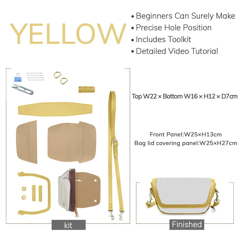 Customizable Panel Saddle Shoulder Crossbody Bag Kit – Babylon Leather - Babylon LeatherBabylon LeatherSYR55 - Yellow - Self - Adhesive Glue - Color - Matched & With Fabric