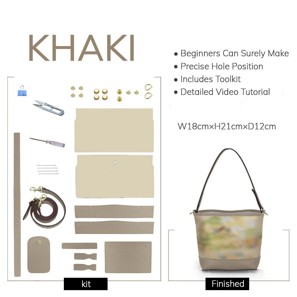 Customizable Panel Shoulder Bucket Bag DIY Kit – Babylon Leather - Babylon LeatherBabylon LeatherSYR20 - Khaki - Heat - Activated Adhesive - Color - Matched