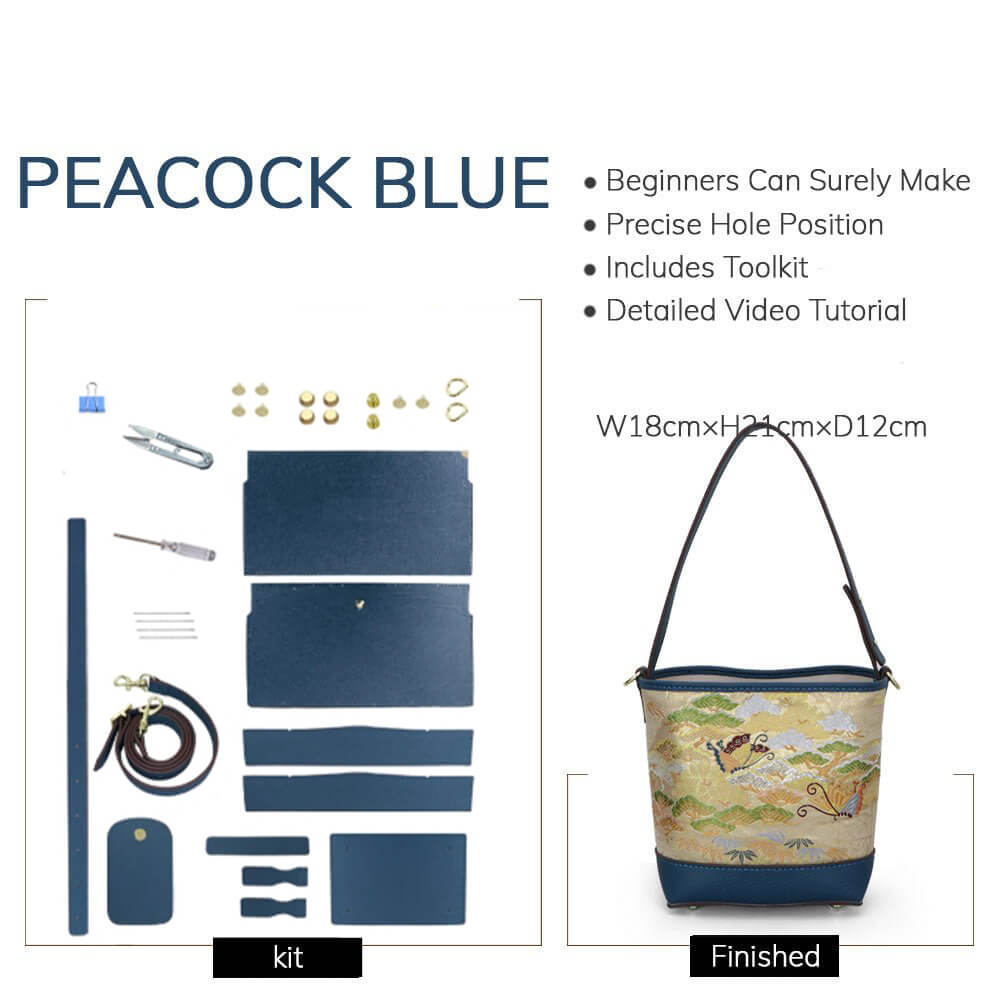 Customizable Panel Shoulder Bucket Bag DIY Kit – Babylon Leather - Babylon LeatherBabylon LeatherSYR20-Peacock Blue-Heat-Activated Adhesive-Color-Matched & With Fabric