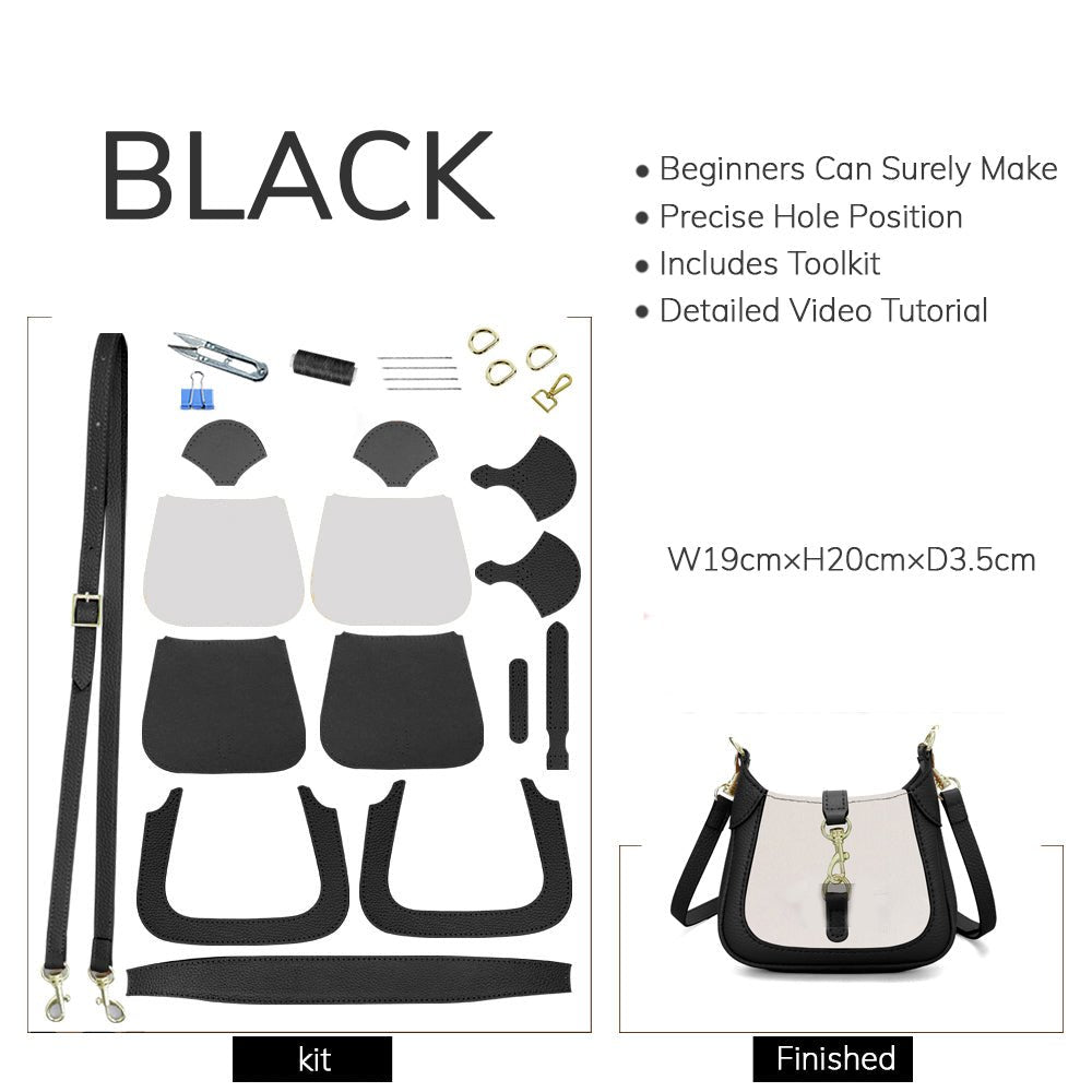 Customizable Panel Shoulder Crossbody Saddle Bag DIY Kit – Babylon Leather - Babylon LeatherBabylon LeatherSYR49 - Black - Self - Adhesive Glue - Color - Matched & With Fabric