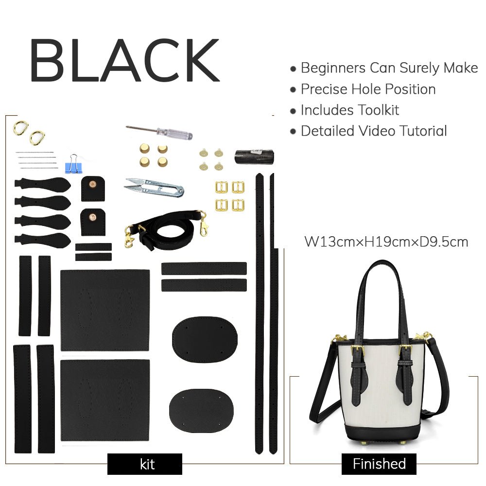 Customizable Panel Small Designer Bucket Bag DIY Kit – Babylon Leather - Babylon LeatherBabylon LeatherSYR27 - Black - Heat - Activated Adhesive - Color - Matched With Fabric