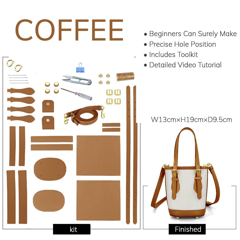 Customizable Panel Small Designer Bucket Bag DIY Kit – Babylon Leather - Babylon LeatherBabylon LeatherSYR27 - Coffee - Heat - Activated Adhesive - Color - Matched With Fabric