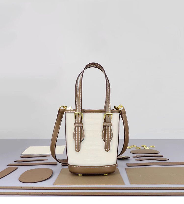 Customizable Panel Small Designer Bucket Bag DIY Kit – Babylon Leather - Babylon LeatherBabylon LeatherSYR27 - Khaki - Heat - Activated Adhesive - Color - Matched With Fabric