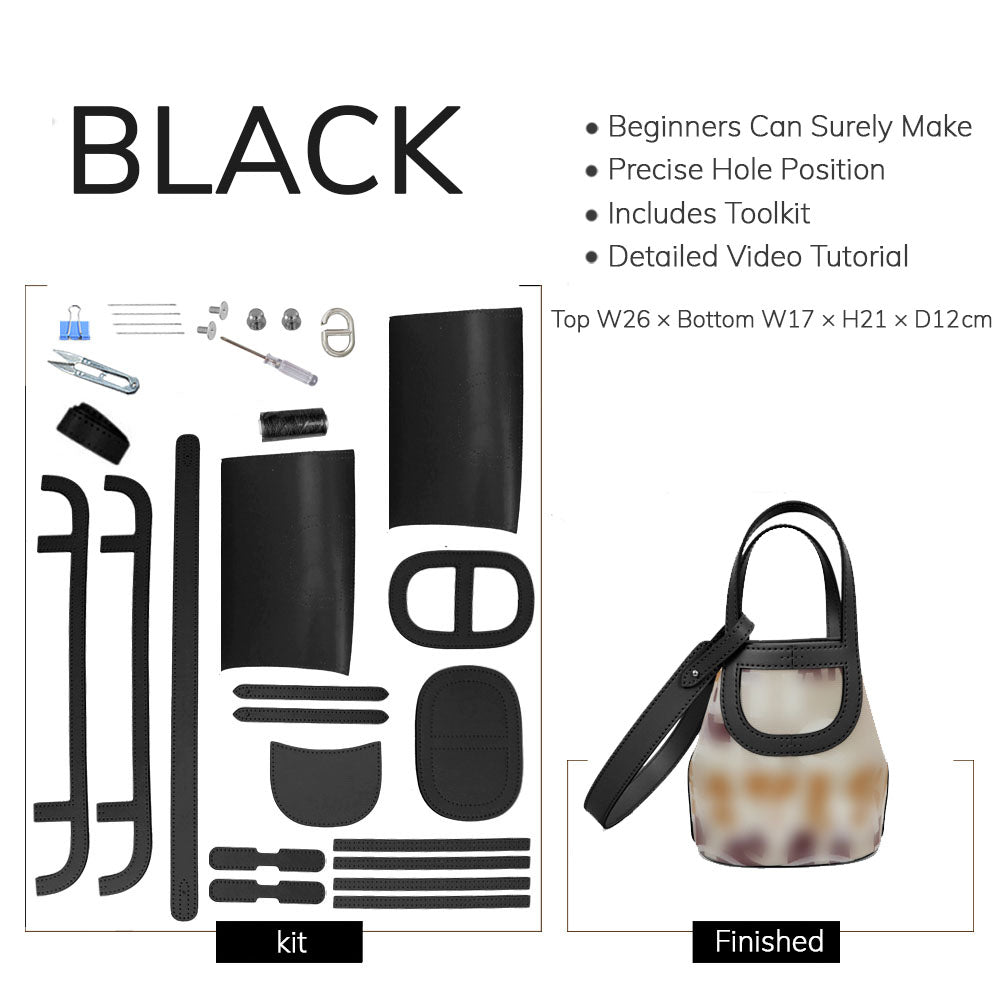 Customizable Panel Small Picotin Lock Bag DIY Kit – Babylon Leather - Babylon LeatherBabylon LeatherSYR31 - Black - Heat - Activated Adhesive - Color - Matched