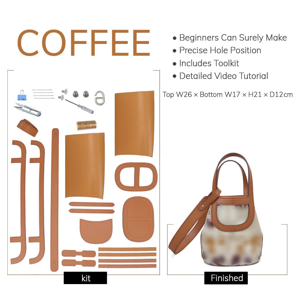 Customizable Panel Small Picotin Lock Bag DIY Kit – Babylon Leather - Babylon LeatherBabylon LeatherSYR31 - Coffee - Heat - Activated Adhesive - Color - Matched