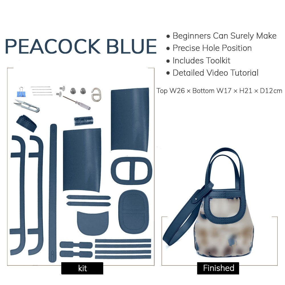 Customizable Panel Small Picotin Lock Bag DIY Kit – Babylon Leather - Babylon LeatherBabylon LeatherSYR31 - Peacock Blue - Heat - Activated Adhesive - Color - Matched