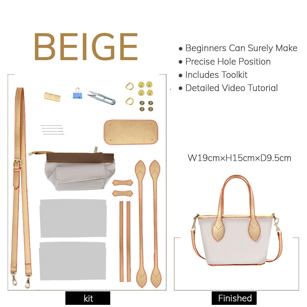 Customizable Panel Small Trapeze Tote Bag DIY Kit – Babylon Leather - Babylon LeatherBabylon LeatherSYR17 - Beige - Self - Adhesive Glue - Color - Matched