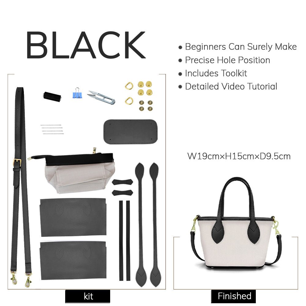 Customizable Panel Small Trapeze Tote Bag DIY Kit – Babylon Leather - Babylon LeatherBabylon LeatherSYR17 - Black - Self - Adhesive Glue - Color - Matched