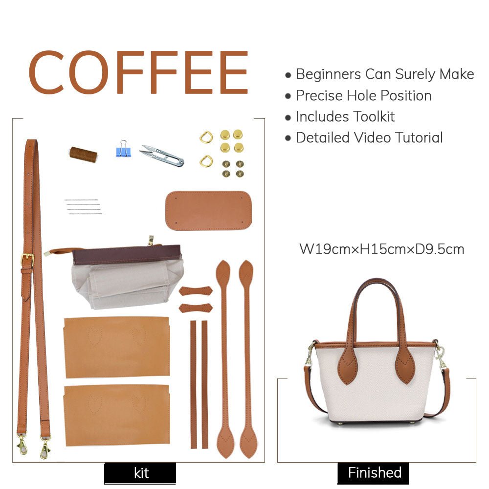 Customizable Panel Small Trapeze Tote Bag DIY Kit – Babylon Leather - Babylon LeatherBabylon LeatherSYR17 - Coffee - Self - Adhesive Glue - Color - Matched