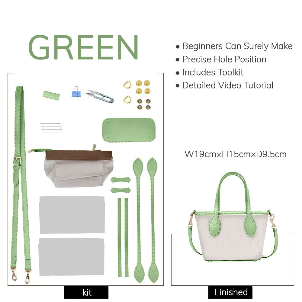 Customizable Panel Small Trapeze Tote Bag DIY Kit – Babylon Leather - Babylon LeatherBabylon LeatherSYR17 - Green - Self - Adhesive Glue - Color - Matched