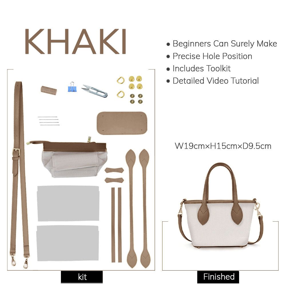 Customizable Panel Small Trapeze Tote Bag DIY Kit – Babylon Leather - Babylon LeatherBabylon LeatherSYR17 - Khaki - Self - Adhesive Glue - Color - Matched