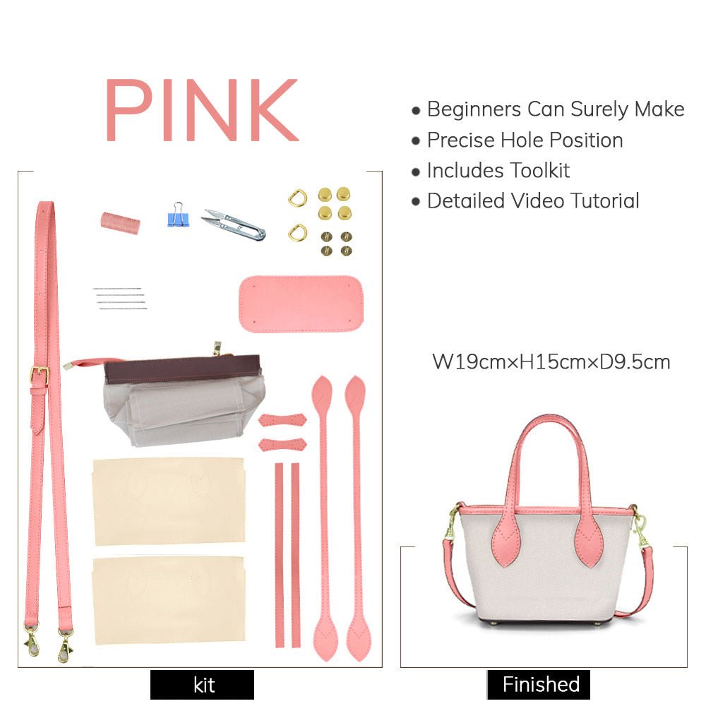 Customizable Panel Small Trapeze Tote Bag DIY Kit – Babylon Leather - Babylon LeatherBabylon LeatherSYR17 - Pink - Self - Adhesive Glue - Color - Matched