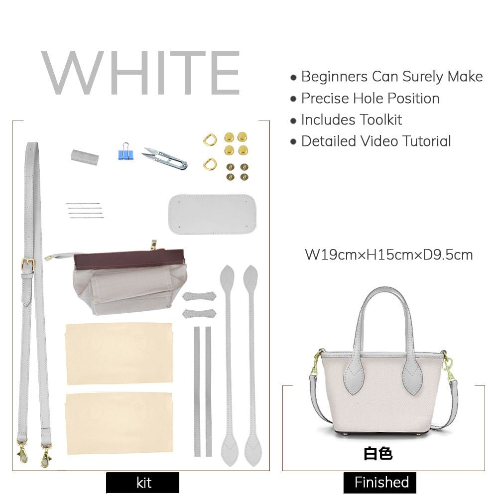 Customizable Panel Small Trapeze Tote Bag DIY Kit – Babylon Leather - Babylon LeatherBabylon LeatherSYR17 - White - Self - Adhesive Glue - Color - Matched