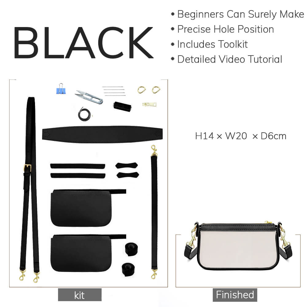 Customizable Panel Solid Crossbody Purse DIY Kit – Babylon Leather - Babylon LeatherBabylon LeatherSYR28 - Black - Self - Adhesive Glue - Color - Matched & With Fabric