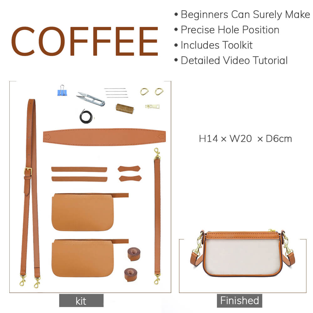 Customizable Panel Solid Crossbody Purse DIY Kit – Babylon Leather - Babylon LeatherBabylon LeatherSYR28 - Coffee - Self - Adhesive Glue - Color - Matched & With Fabric