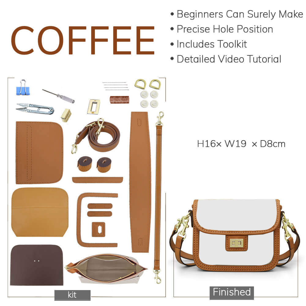 Customizable Panel Square Flap Crossbody Bag DIY Kit – Babylon Leather - Babylon LeatherBabylon LeatherSYR67-Caramel-Heat-Activated Adhesive-Color-Matched & With Fabric