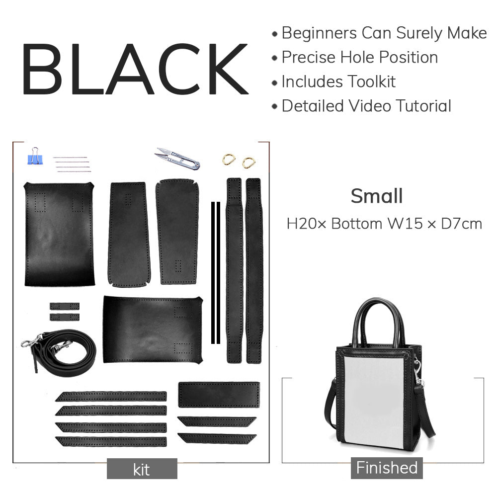 Customizable Panel Vertical Tote Bag DIY Kit – Babylon Leather - Babylon LeatherBabylon LeatherSYR45 - Black - Small & Self - Adhesive Glue - Color - Matched & With Fabric