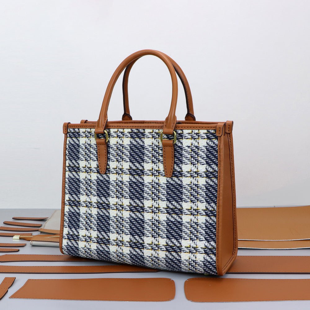 Customizable Panel Vertical Tote Bag DIY Kit – Babylon Leather - Babylon LeatherBabylon LeatherSYR45 - Coffee - Large & Heat - Activated Adhesive - Color - Matched & With Fabric