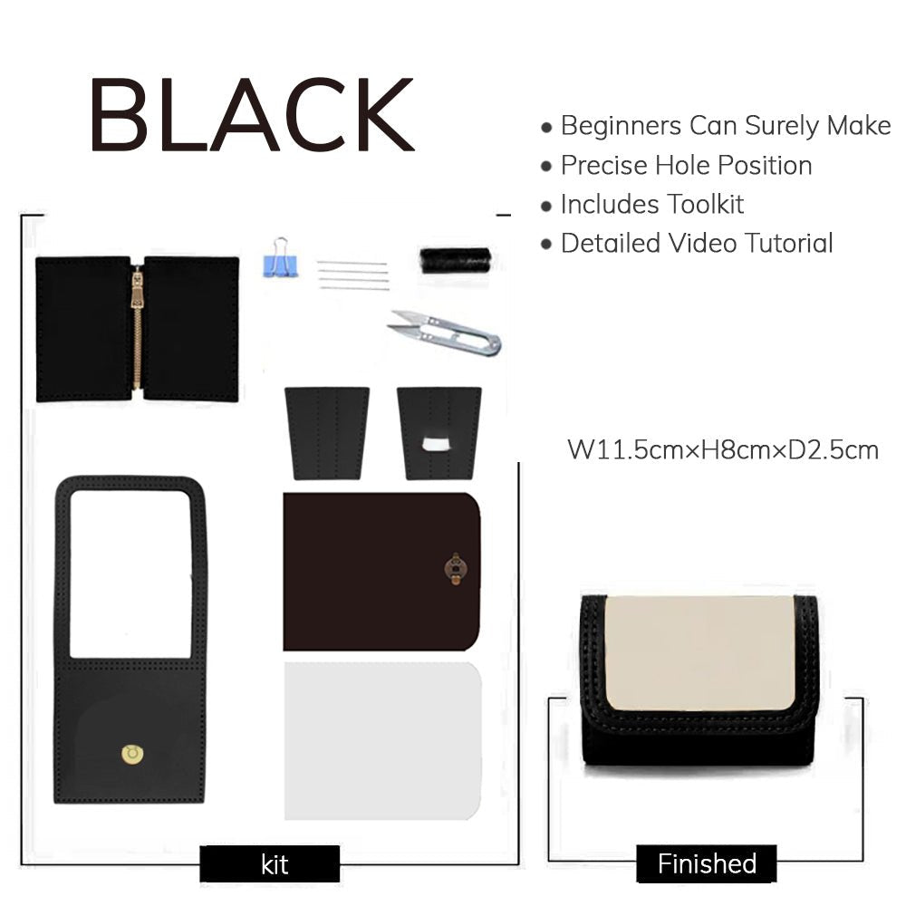Customizable Panel Women’s Mini Wallet Kit – Babylon Leather - Babylon LeatherBabylon LeatherSYR46 - Black - Self - Adhesive Glue - Color - Matched & With Fabric