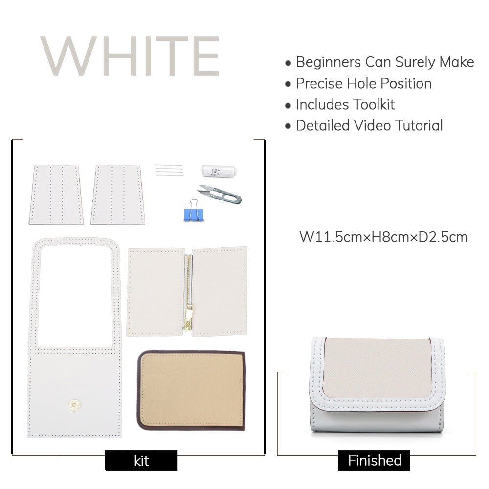 Customizable Panel Women’s Mini Wallet Kit – Babylon Leather - Babylon LeatherBabylon LeatherSYR46 - White - Self - Adhesive Glue - Color - Matched & With Fabric