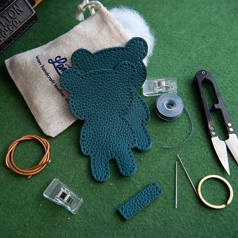 Cute Bear DIY Keychain Charm Kit – Babylon Leather - Babylon LeatherBabylon LeatherLZ83-Blue-No Horseshoe Buckle