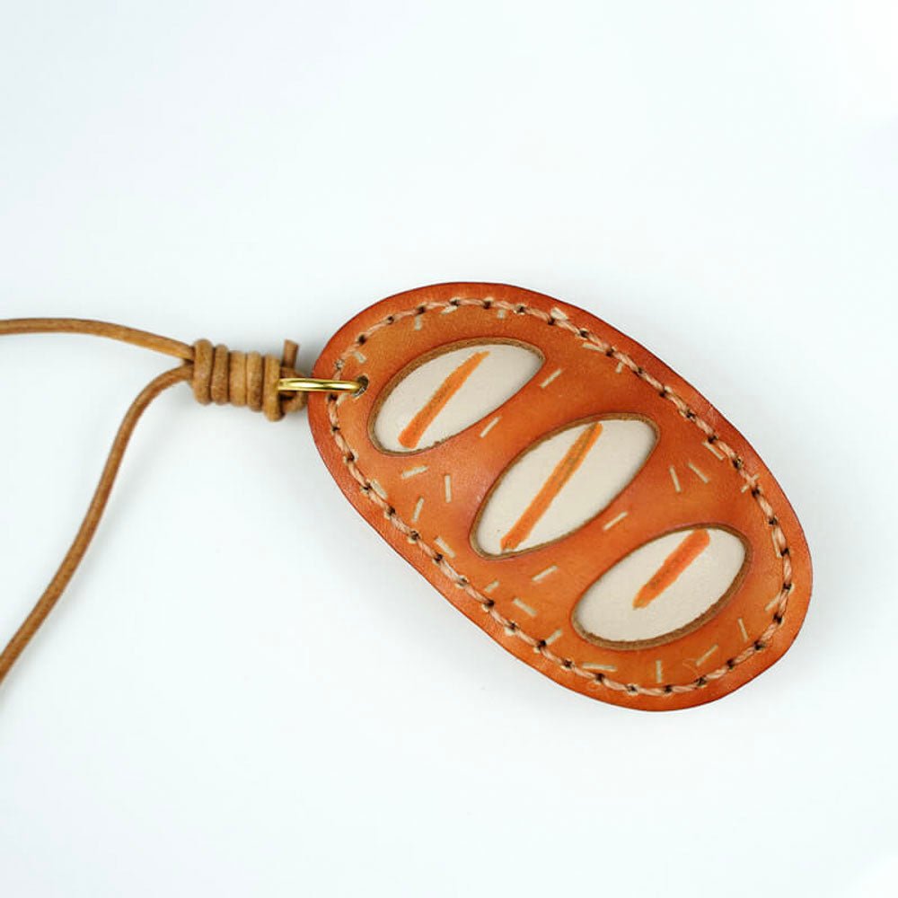 Cute Bread Leather Keychain Charm – Babylon Leather - Babylon LeatherBabylon LeatherLL45-Brown
